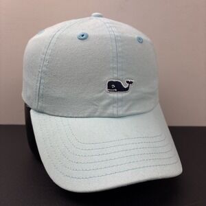 Vineyard Vines Strapback Hat Light Sky Blue Whale Logo Washed Cotton Dad Cap